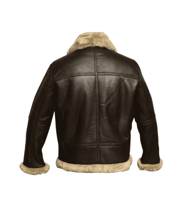Aviator Leather Bomber Jacket Men's With Fur Collar