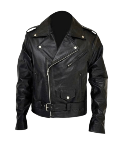 Brando style quilted leather jacket