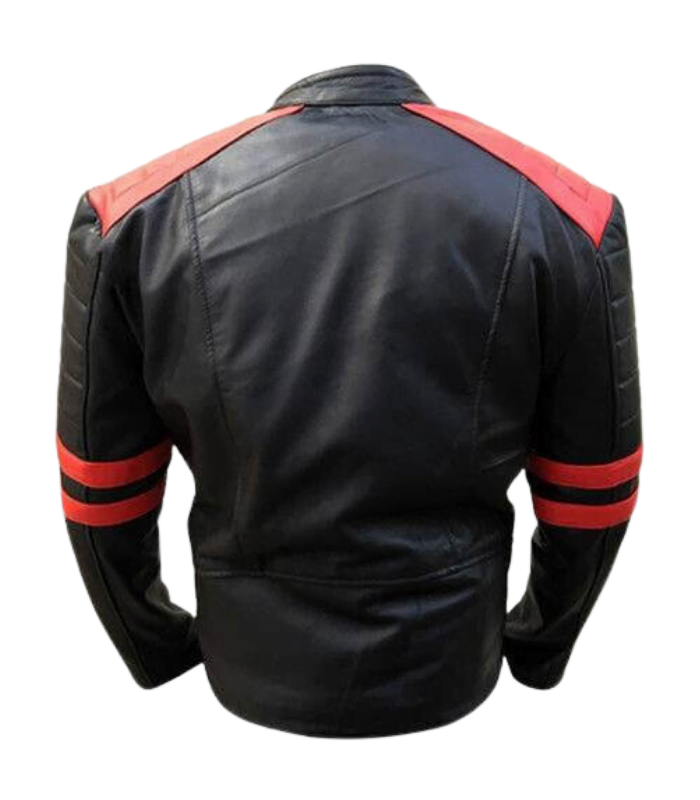 Brando Style Leather Jacket For Men In Red And Black