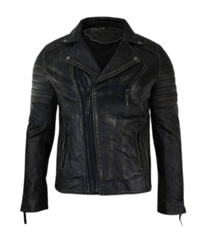 distressed leather jacket for men