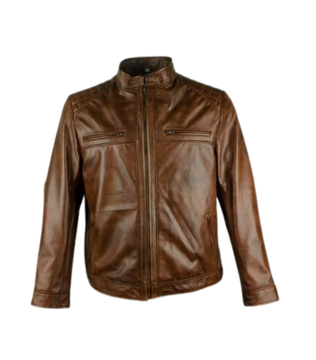 Brown Cafe Racer Mens Leather Jacket