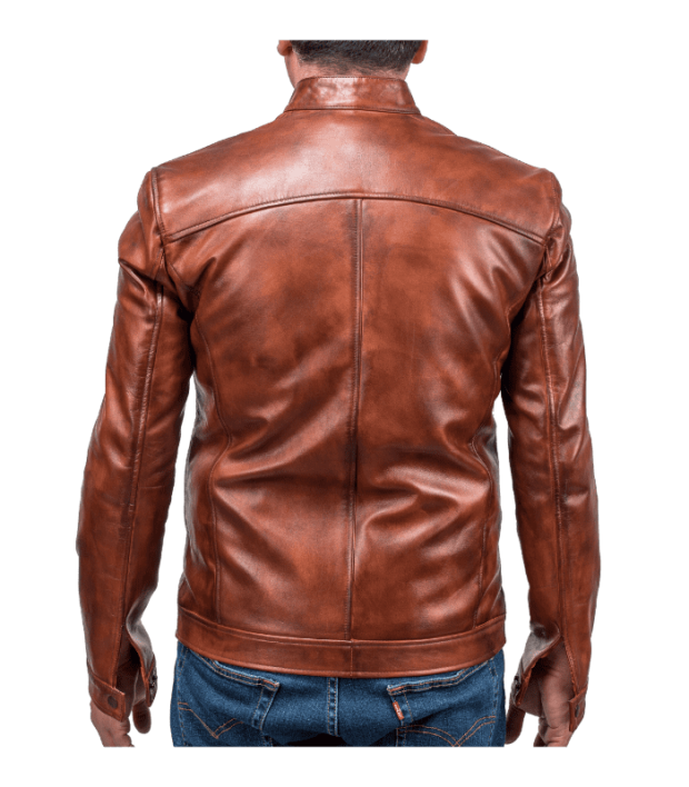 Brown Biker Leather Jacket by Sharsal
