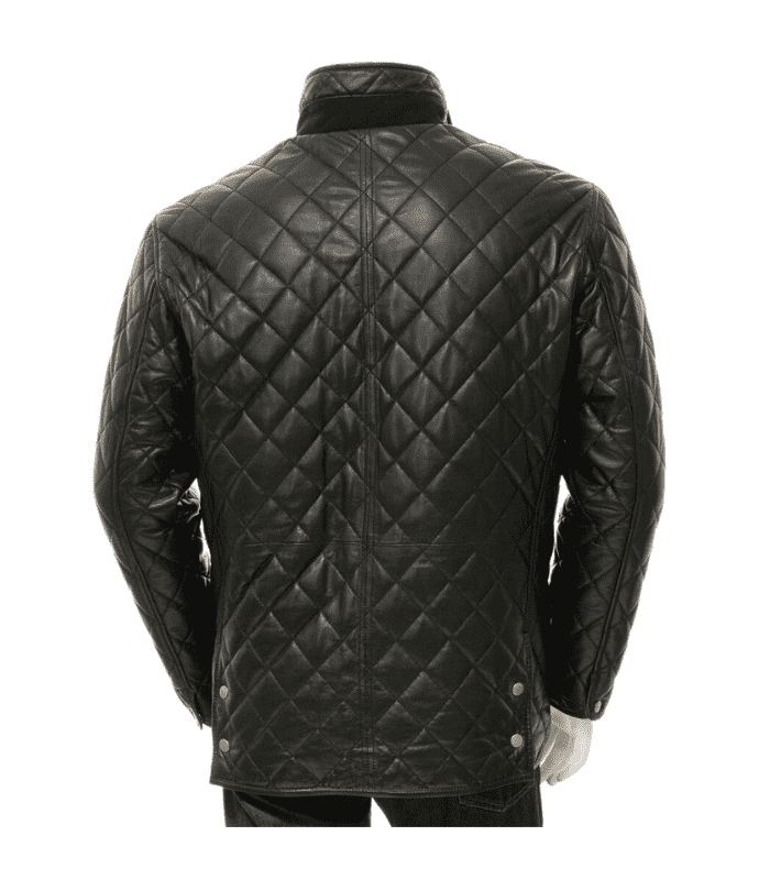 Black Brando Quilted Warm Men'S Leather Jacket