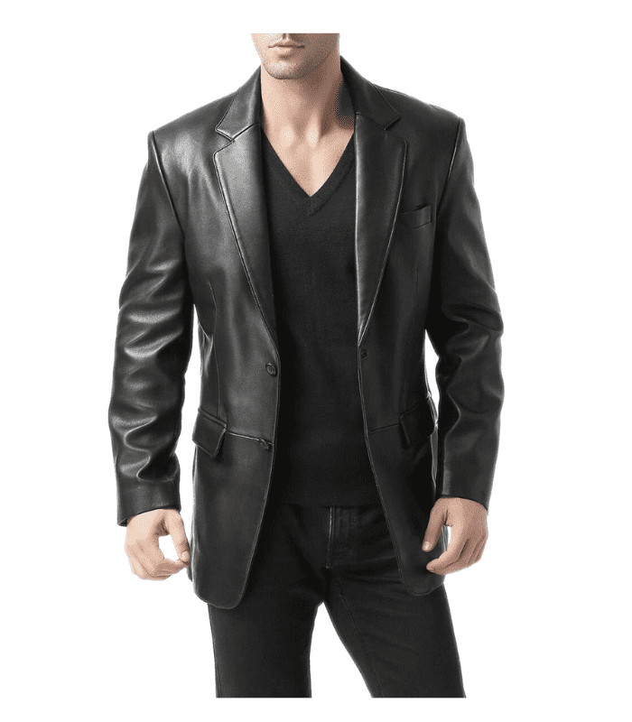 Black Leather Blazer For Men 1 Black Leather Blazer For Men