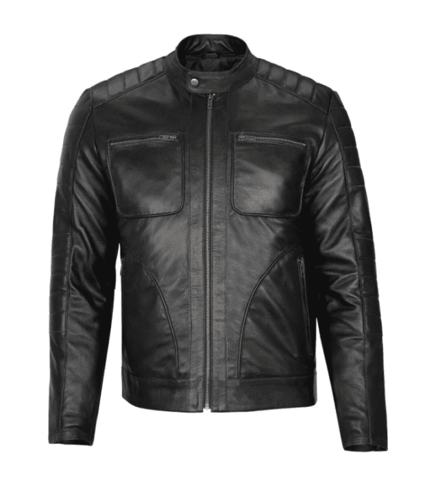 Black Biker Leather Jacket For Men