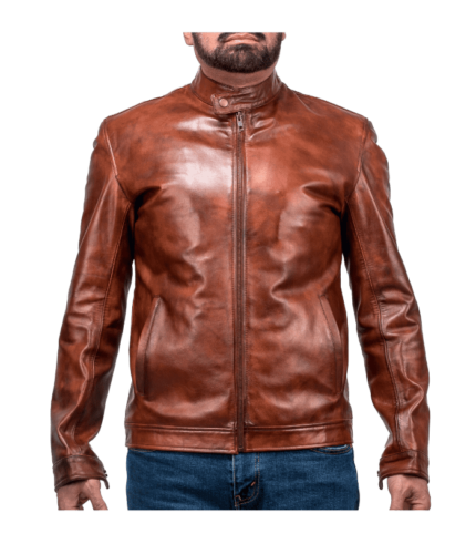 Men’s Brown Biker Leather Jacket by Sharsal