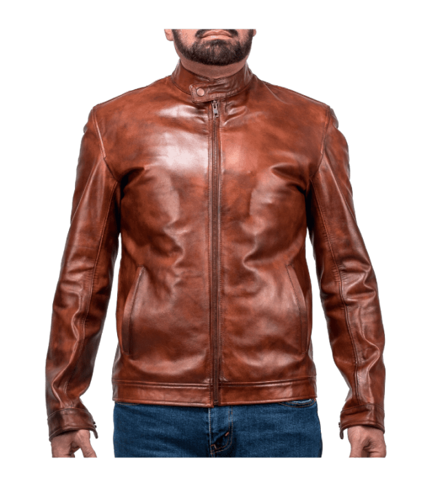 Men’s Brown Biker Leather Jacket by Sharsal