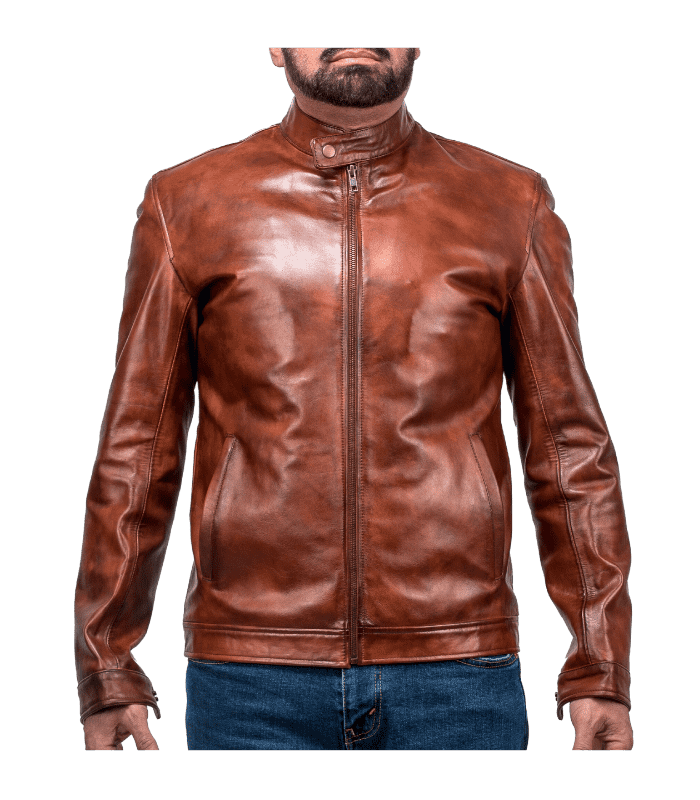 Men’s Brown Biker Leather Jacket By Sharsal