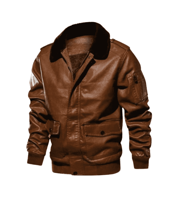 Men’s Aviator Brown Jacket with Black fur by Sharsal