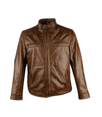 Brown Cafe Racer Men's Leather Jacket by Sharsal.