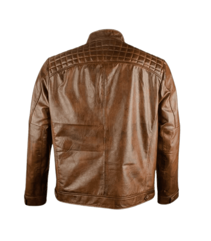 Brown Cafe Racer Leather Jacket by Sharsal.