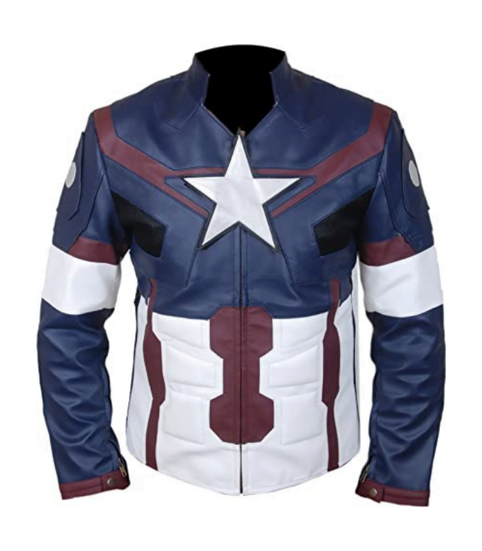 Captain America Faux Leather Jacket by Sharsal