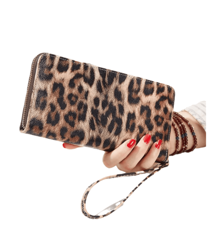 Cheetah Print Leather Wallet for Women by sharsal leather store