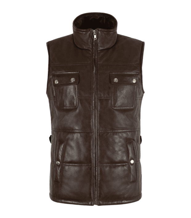Chocolate Brown Leather Vest by sharsal