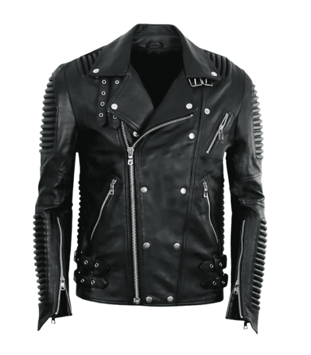 Classic Black And Red Quilted Leather Biker Jacket