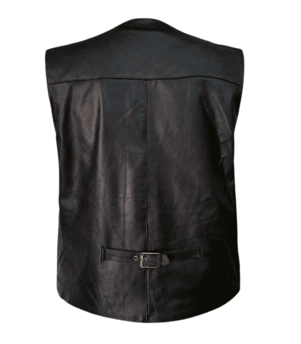 Men's Dark Brown Biker Genuine Leather Vest by sharsal.