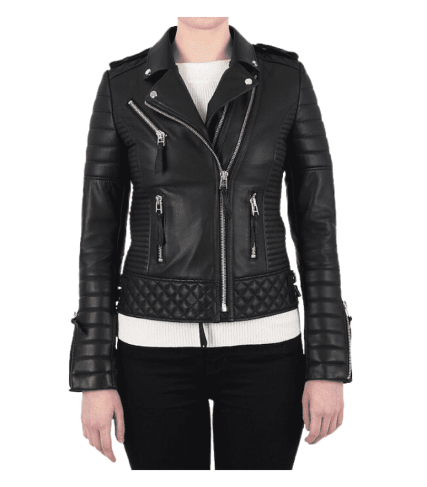 Womens Suede Black Biker Leather Jacket