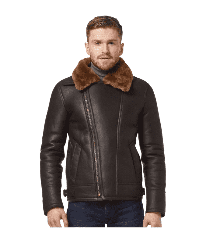 Mens Brown Ginger Aviator Leather Jacket