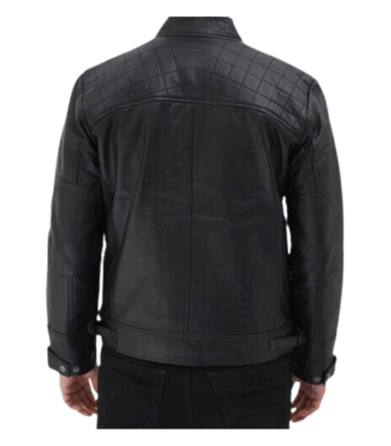 mens black quilted biker leather jacket by sharsal