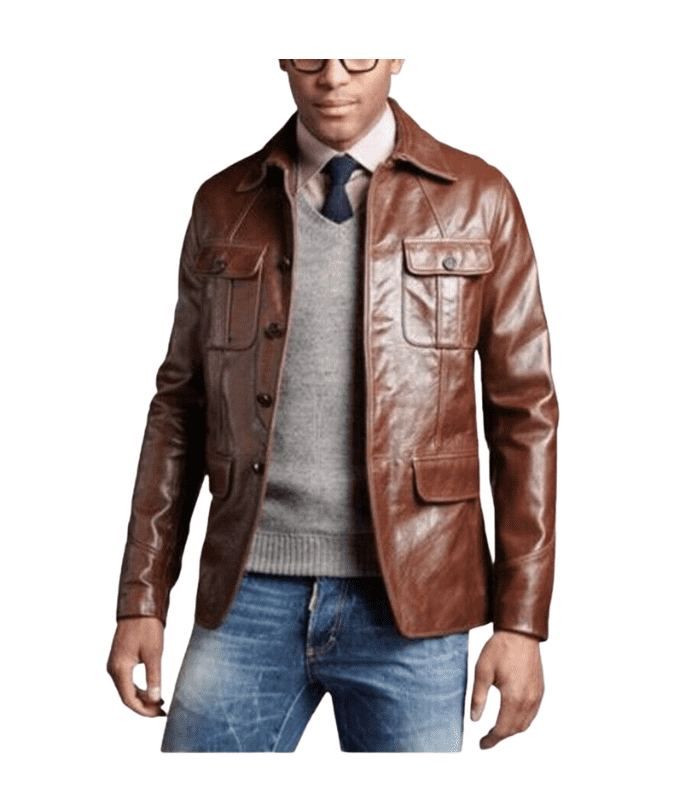 Genuine Leather Brown Blazer Coat Jacket