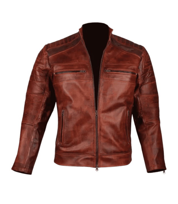 Mens Brown Vintage Biker Leather Jacket by sharsal