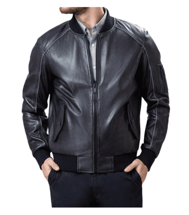 Black Bomber Lambskin Leather Jacket