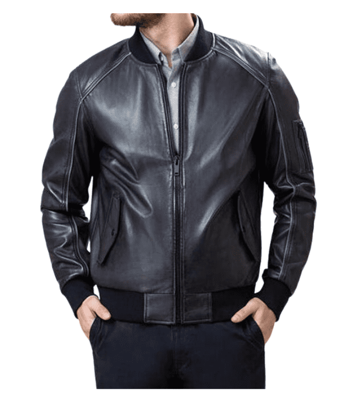 Black Bomber Lambskin Leather Jacket