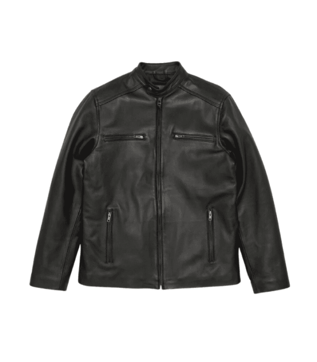 Mens Black Cafe Racer Leather Jacket