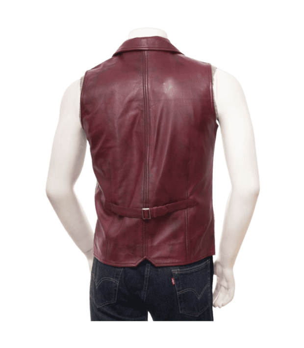 Men’s Burgundy Leather Waistcoat