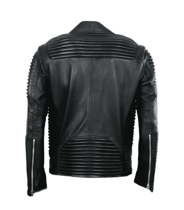 Men's Classic Black Quilted Leather Biker Jacket by sharsal