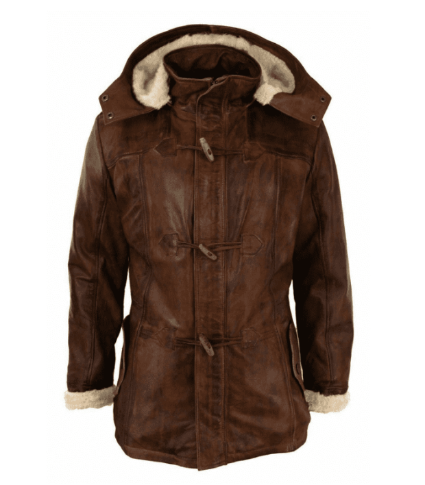 Detachable Hooded Mens Brown Duffle Coat SS7