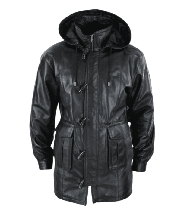 Mens Detachable Hooded Mens Black Duffle Coat SS7