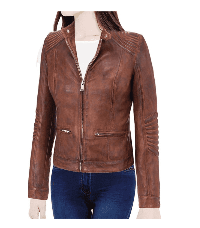 Quilted Dark Brown Leather Motorcycle Jacket