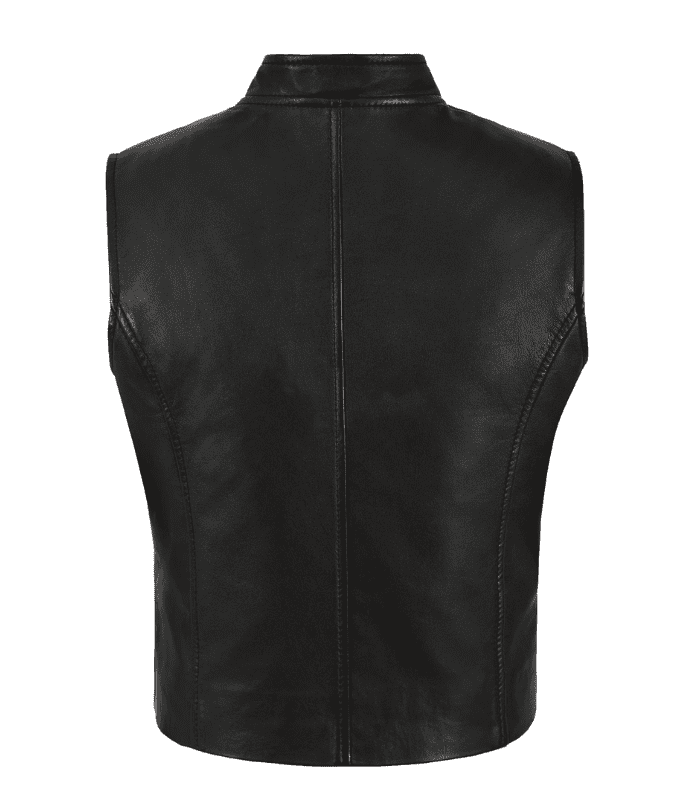 Black Sheepskin Leather Vest for women by Sharsal