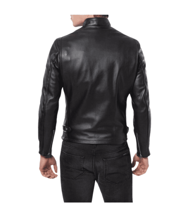 Black Men’s Shiny Cafe Racer Leather Jacket & Leather Bomber Jacket