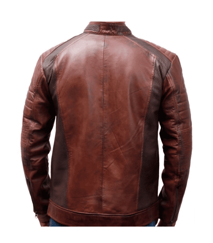 Vintage Reddish Brown Cafe Racer Leather Jacket Leather Biker Jacket