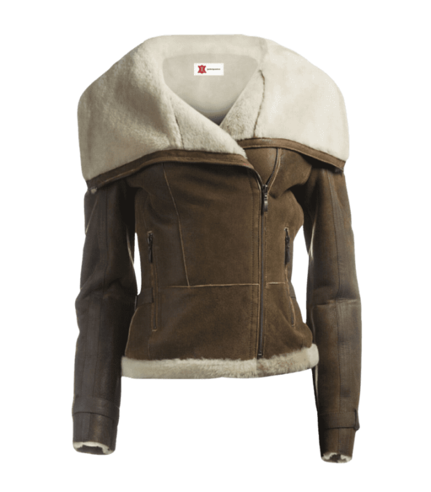 Women's Wide lapel collar faux shearling jacket by sharsal