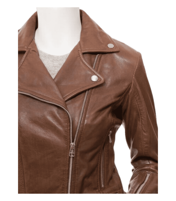 Brown Biker Leather Jackets For Women By Sharsal
