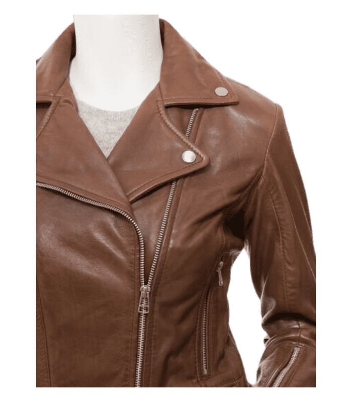 Brown biker leather jackets for women by sharsal