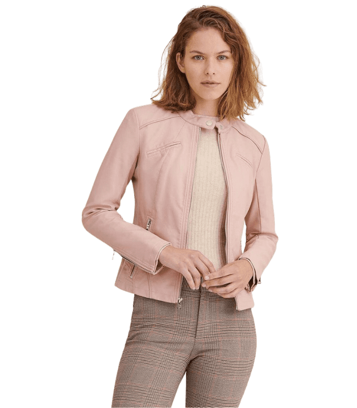 Women pink leather jacket by Sharsal