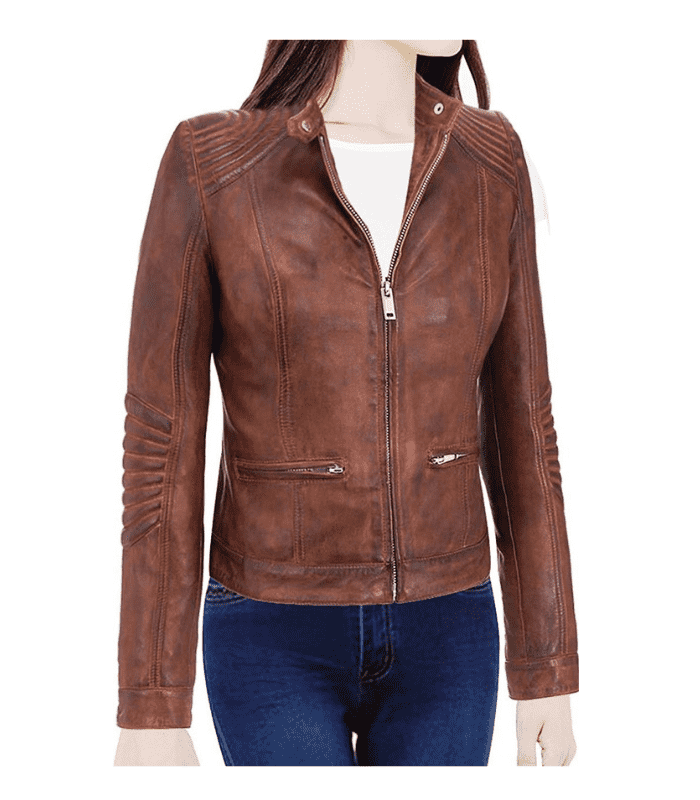 Quilted Dark Brown Leather Motorcycle Jacket