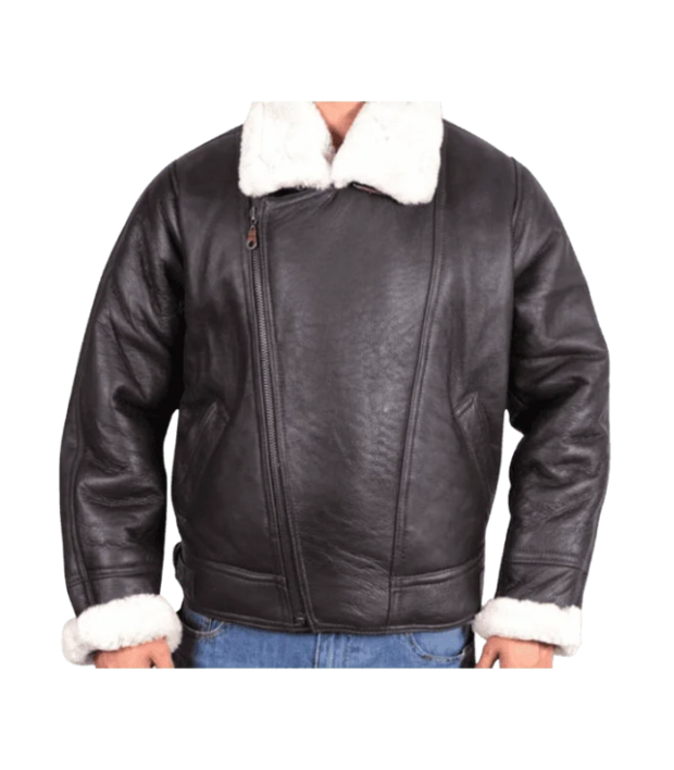 Men's Aviator Black Leather Jacket by Sharsal.
