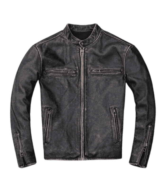 Black Motorcycle Retro Leather Jacket by Sharsal.