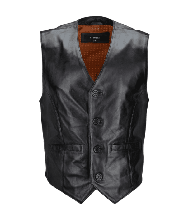 Elegant Black Leather Waistcoat for Men by Sharsal.