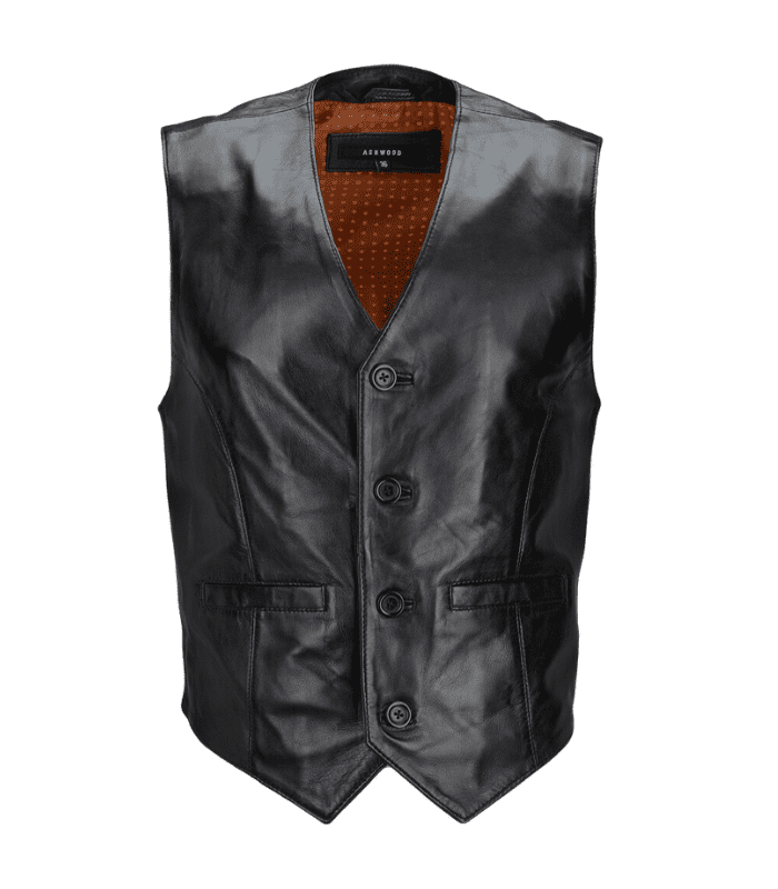 Elegant Black Leather Waistcoat for Men by Sharsal.