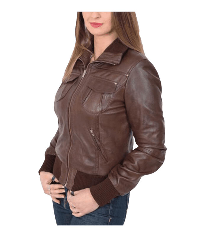 brown bomber jacket for women by sharsal.