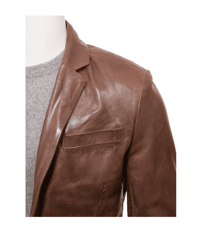 Brown Simple Leather Blazer for men by Sharsal