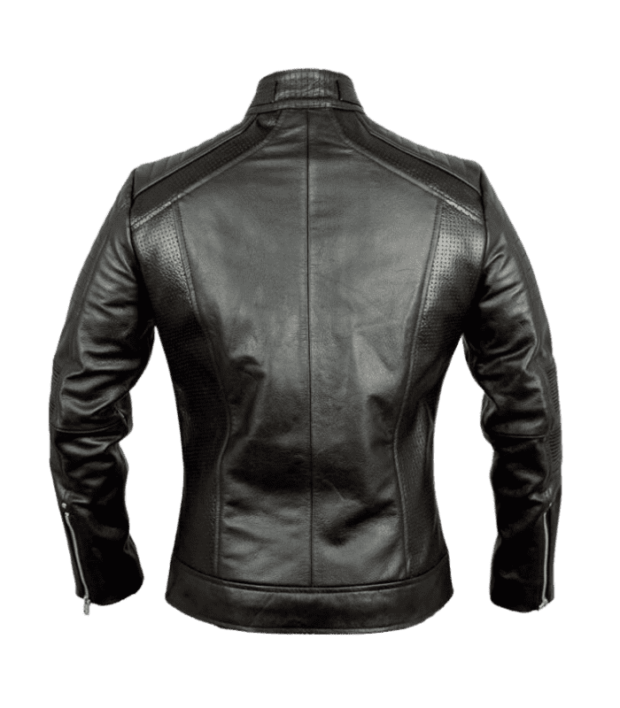 Black Cafe Racer Real Leather Jacket By Sharsal.