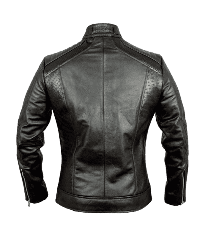Black Cafe Racer Real Leather Jacket By Sharsal.