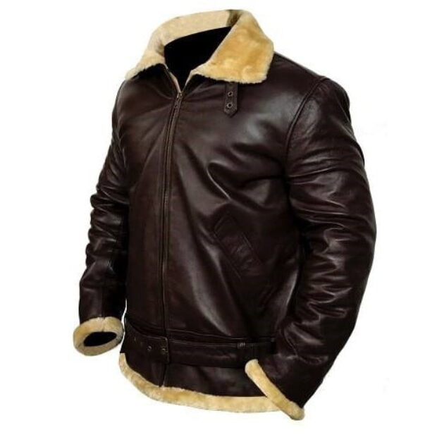 brown leather shearling jacket
